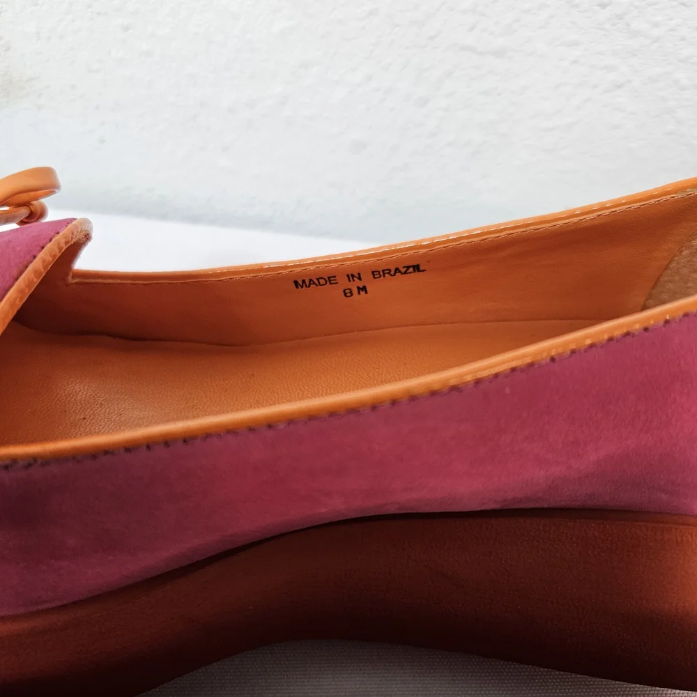 BERNARDO Suede Leather Colorblock Platform Wedge Shoes Size 8M Slip-on
